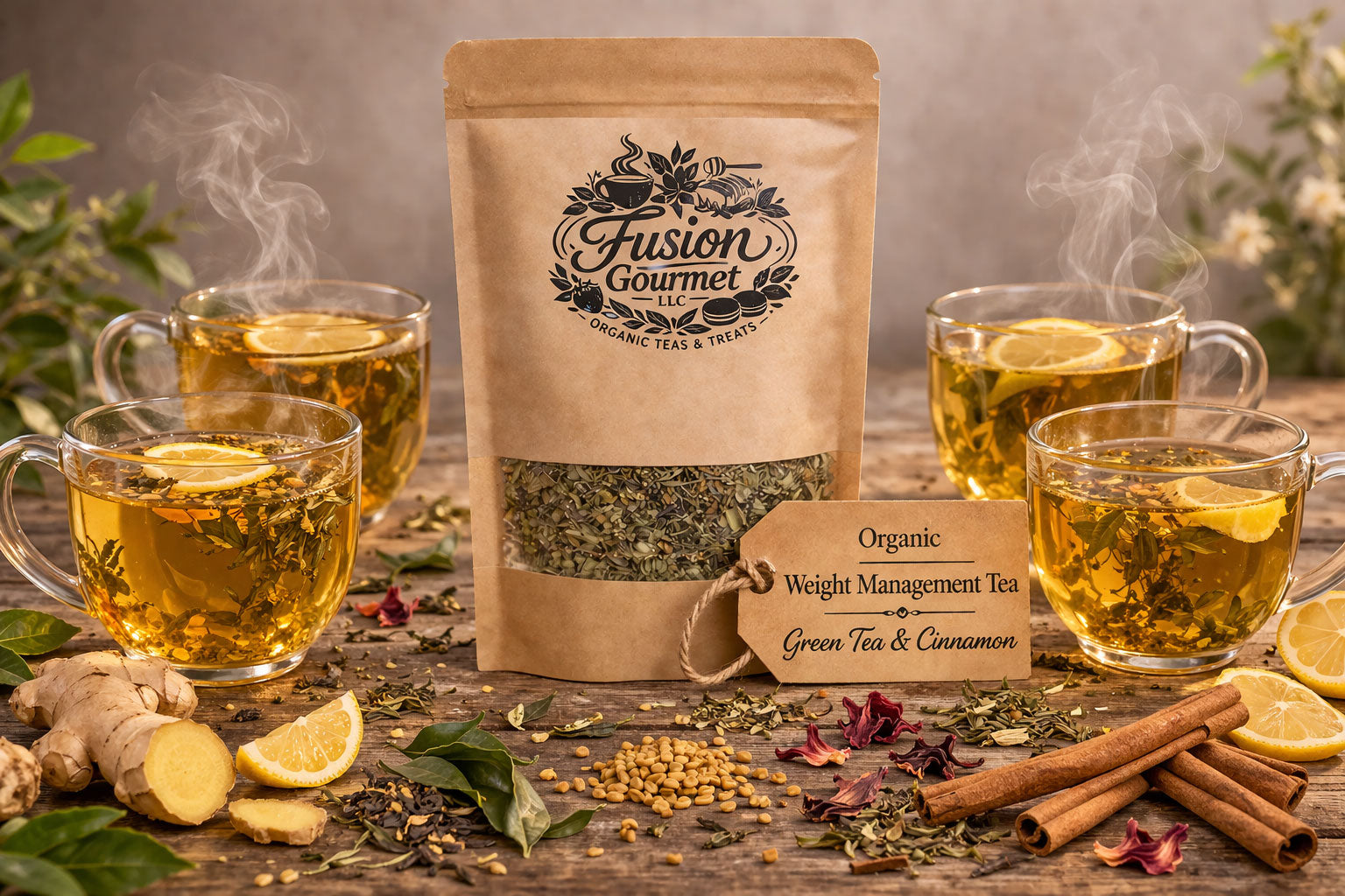 Organic Weight Management Tea - Metabolism Support with Green Tea & Cinnamon, Available in 2oz and 4oz sizes
