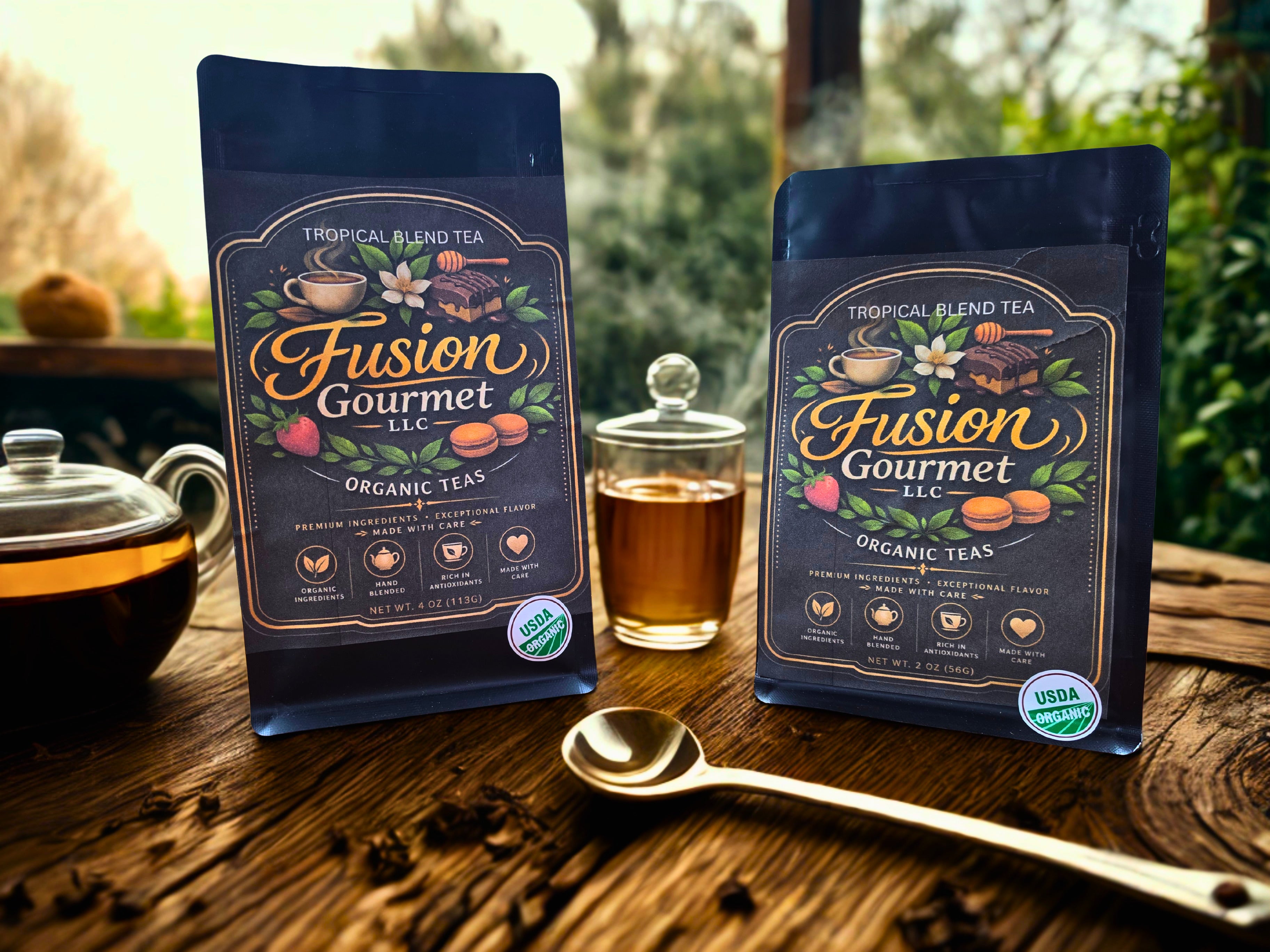 Organic Tropical Blend Green Tea - Fairtrade Green Tea with Mango, Available in 2oz and 4oz sizes