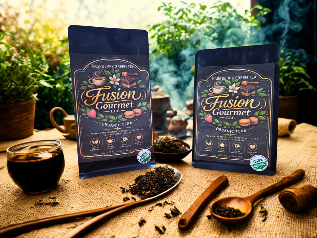 Organic Raspberry Green Tea - Fairtrade Green Tea with Real Raspberries & Hibiscus, Available in 2oz and 4oz sizes