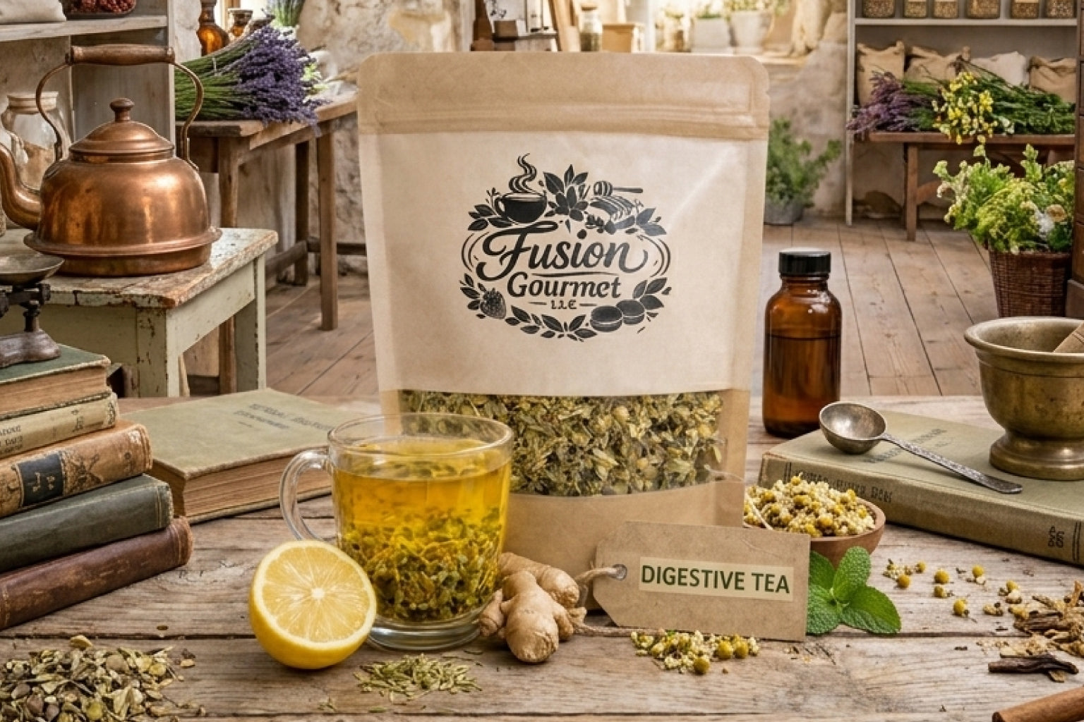 Organic Digestive Tea - Soothing Peppermint, Ginger & Fennel for Digestive Wellness, Available in 2oz and 4oz sizes