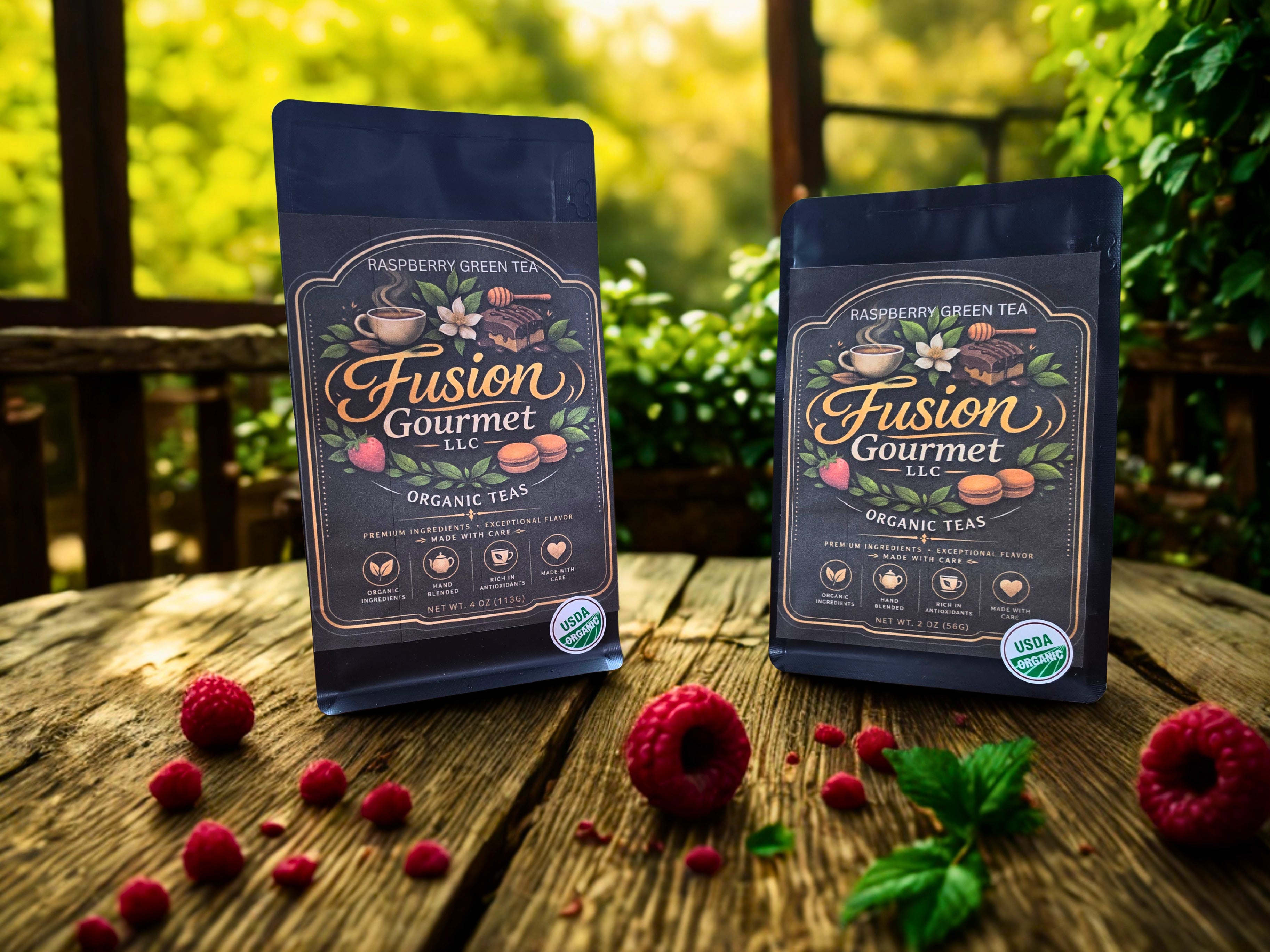 Organic Raspberry Green Tea - Fairtrade Green Tea with Real Raspberries & Hibiscus, Available in 2oz and 4oz sizes
